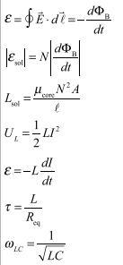 Electromagnetic Induction Formulas