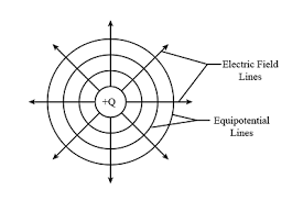 Equipotential lines on a positve charge